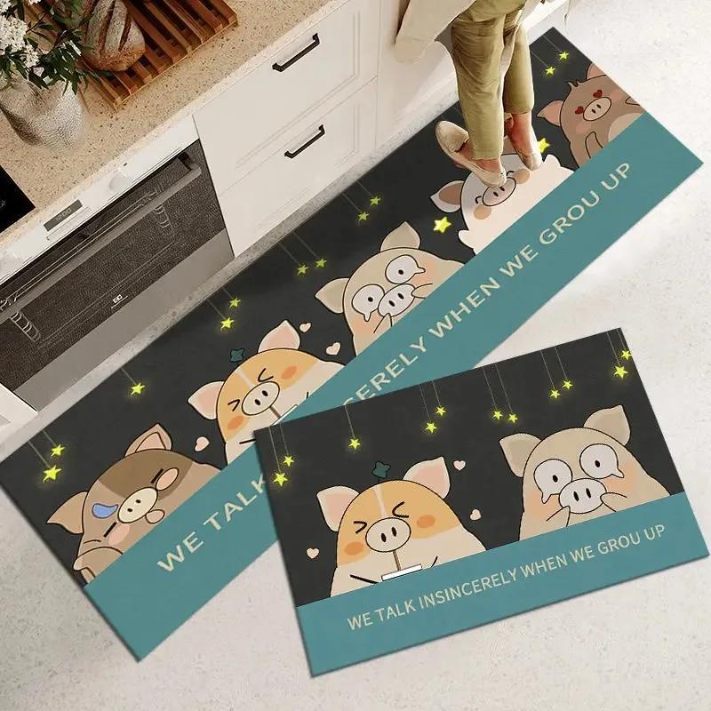 Non-slip PVC Kitchen Floor Mat Waterproof Cartoon Rug Home Decoration Foot Mats Alfombra De Cocina