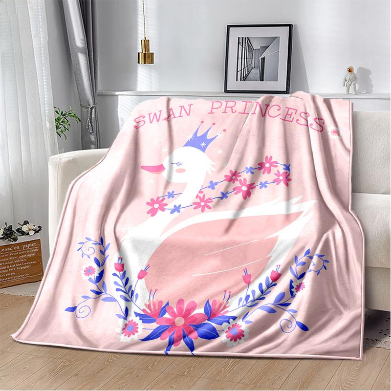 HD Cartoon Cute Swan Cygnus Soft Plush Blanket,Flannel Blanket Throw Blanket for Living Room Bedroom Bed Sofa Kids Cover Gitt 3D