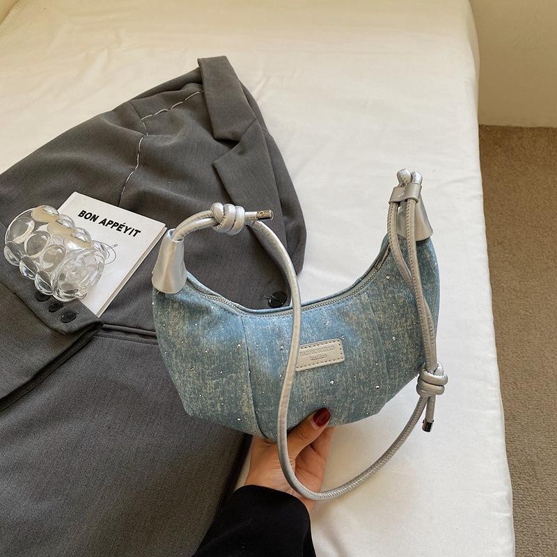 

Denim bag women s new fashion underarm bag versatile shoulder bag casual going messenger bag светло-синий