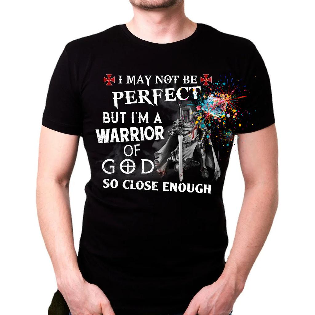 Christian Knight Templar TShirt I Am Warrior Of God Tee Mens Summer Cotton Short Sleeve ONeck T Shirt Gifts New S3XL