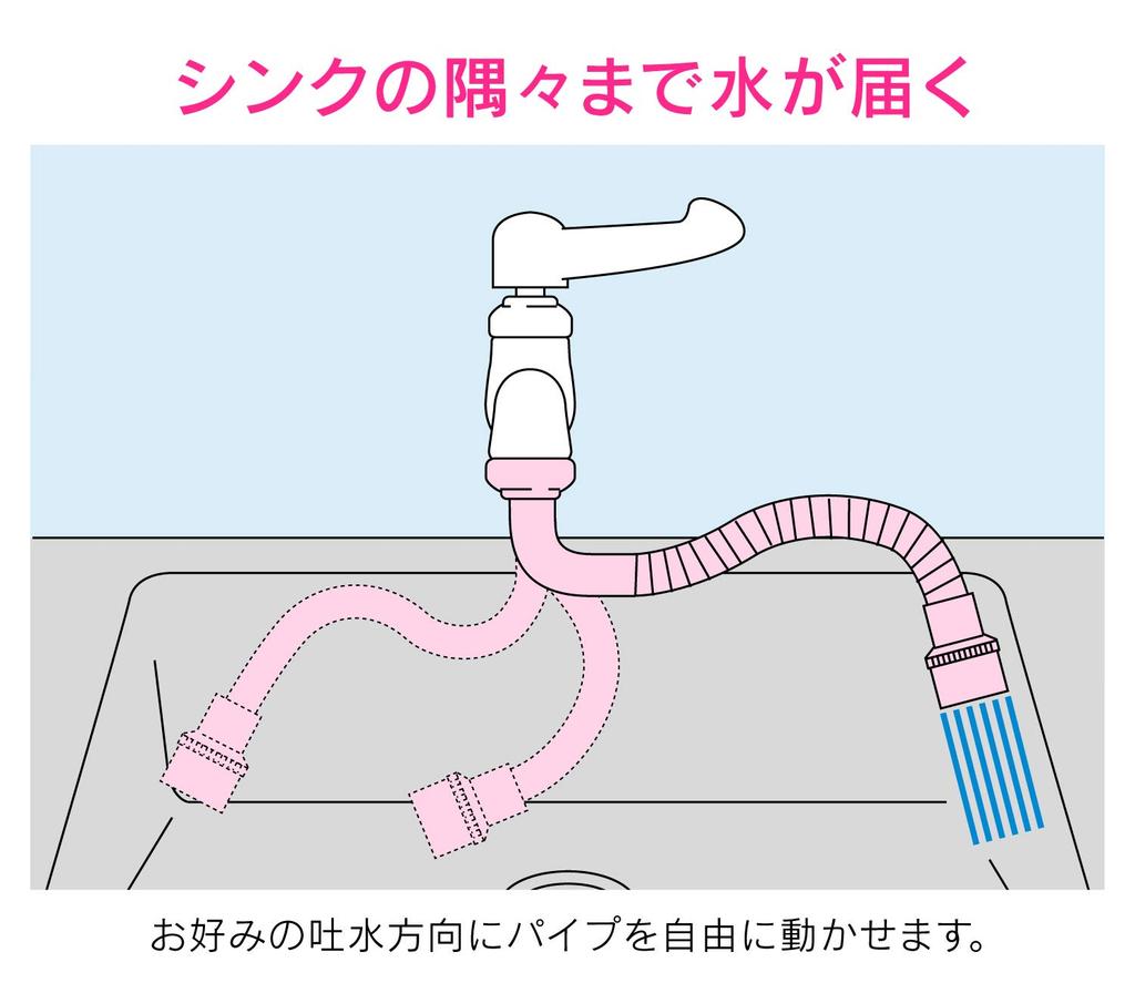 Gaona Kore Eeyan Flexible Nozzle, Bendable Pipe (400mm Long, Replacement, 16mm Outer Diameter, W26 Thread, 20mm Thread, Splash Prevention) GA-HB007