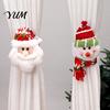 Santa Claus Curtain Tiebacks Christmas Tieback, 3D Plush Snowman Window Holders Holiday Ties Backs, Decorative Drape Holdbacks for Xmas Party Drapery