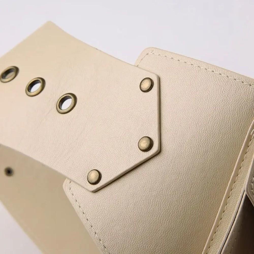 Round Eyelet Pockets Waist Strap Vintage Pu Leather Belt Trouser Decorative Waistband Hiking