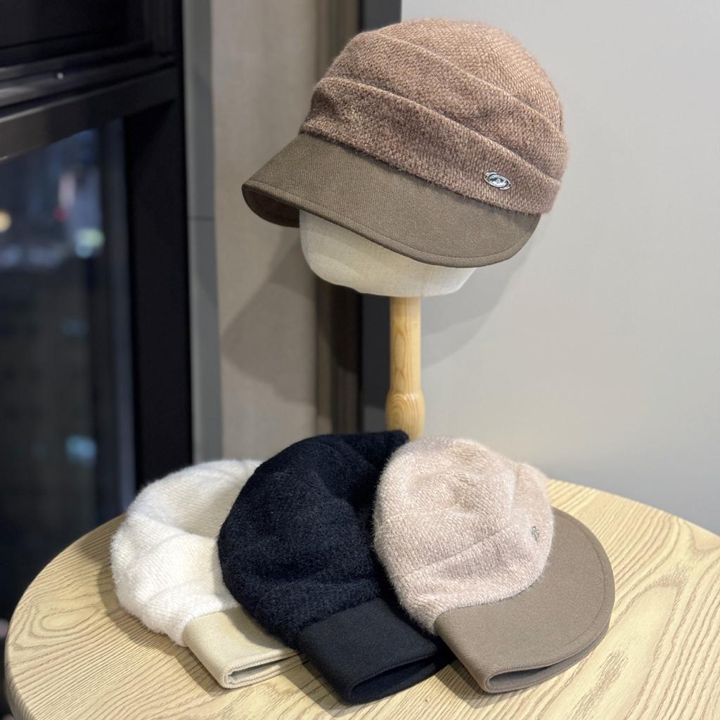 Korean Style Retro Pleated Furry Big Brim Fisherman Hat for Women Winter Warm Temperament Versatile Duck Bill Painter Hat