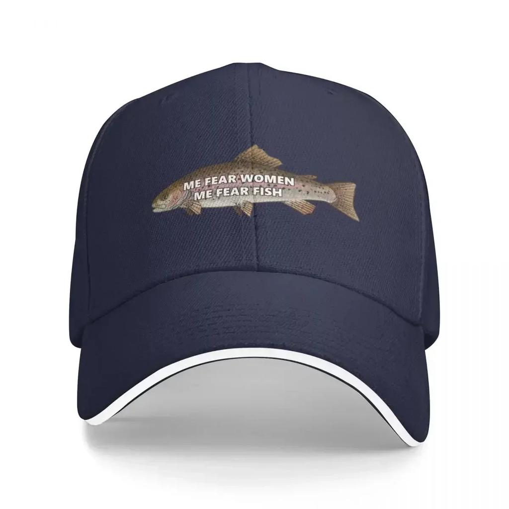 me fear Women me fear fish Baseball Cap Hat Luxury Brand cute Custom Cap Womens Hats For The Sun Unisexs