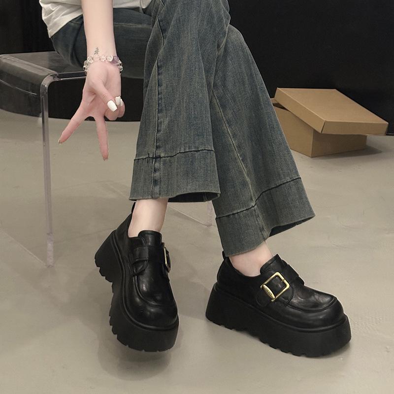 Retro British Style Loafer Single Shoes Women's 2025 Autumn New Thick-soled Thick-heeled Small Mary Jane Small Leather Shoes