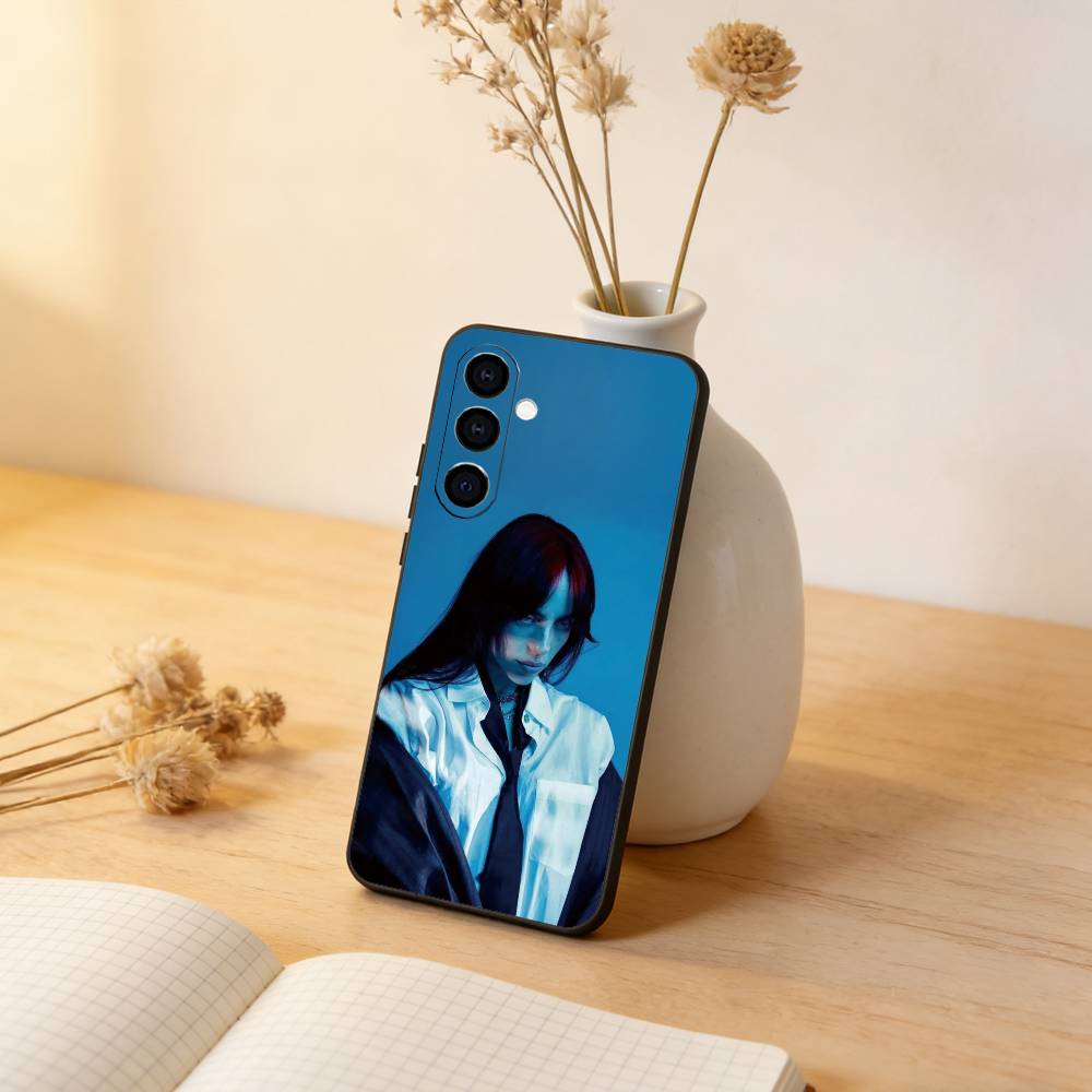 

B-Billie Eilish Singer Phone Case Black Silicone Soft For Samsung Galaxy A73,A72,A71,A70,A53,A52,A51 Samsung a40