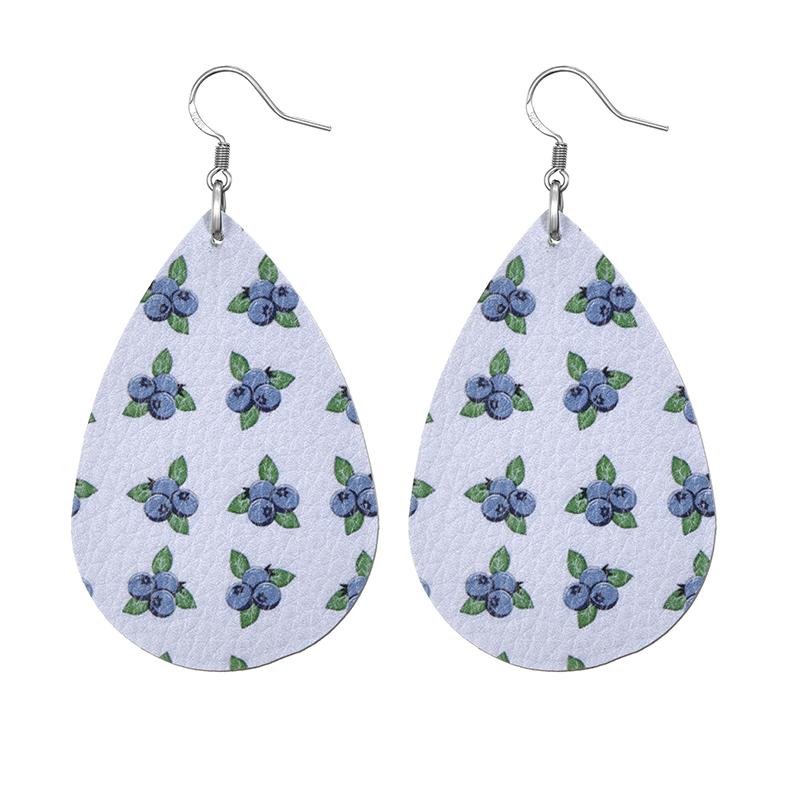 Summer Fashion Lightweight Faux Leather Earrings for Women Fruit Leaf Beach Teardrop Drop Dangle Earrings Jewelry Gift Wholesale