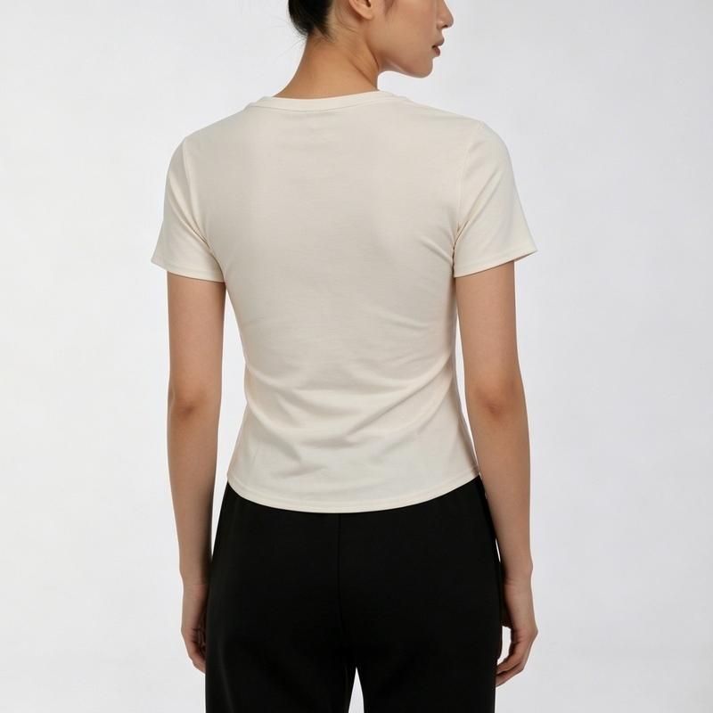 Puma Ess Knitted Square Neck Solid Color Simple Pullover Short Sleeve T-Shirt Women Tops 639815-87