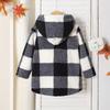 Children's Fashion Plaid Long Sleeved Hooded Plush Warm Jacket