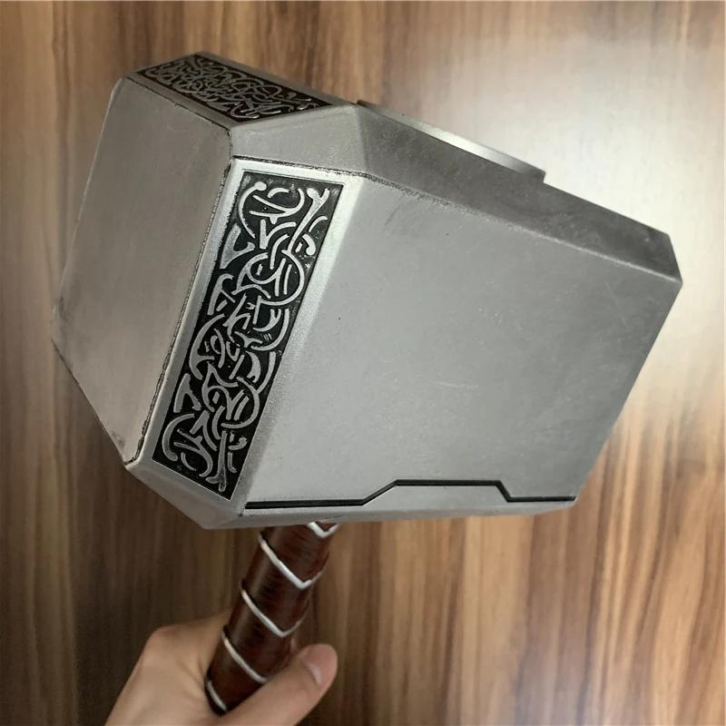 1:1 Thunder Hammer Weapons 44cm Hammer Cosplay Model Role Playing Belt Decor Stage Props Carnival Toy Gift Rubber
