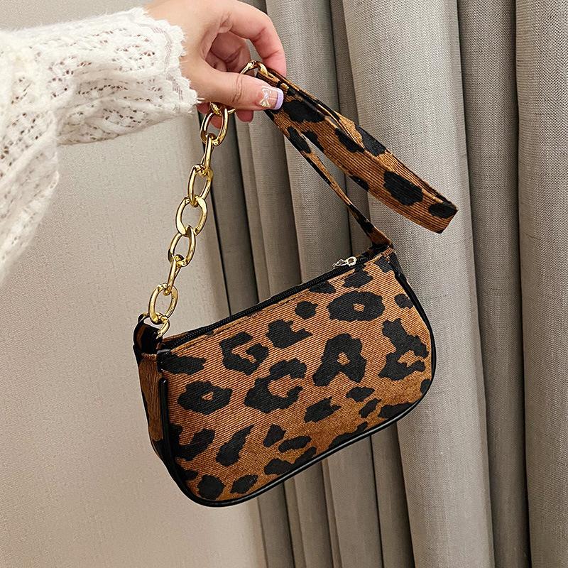 Vintage Straßenketten-Handtasche Plüsch-Leopard Damen-Umhängetasche Tägliche Straßen-Tote Luxus-Designer-Handtasche