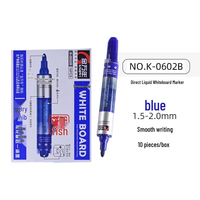 Jin Wannian 2mm Black Liquid-Based, Push-Button Whiteboard Marker - Erasable, Large Capacity, Easy-to-Erase, Water-Based