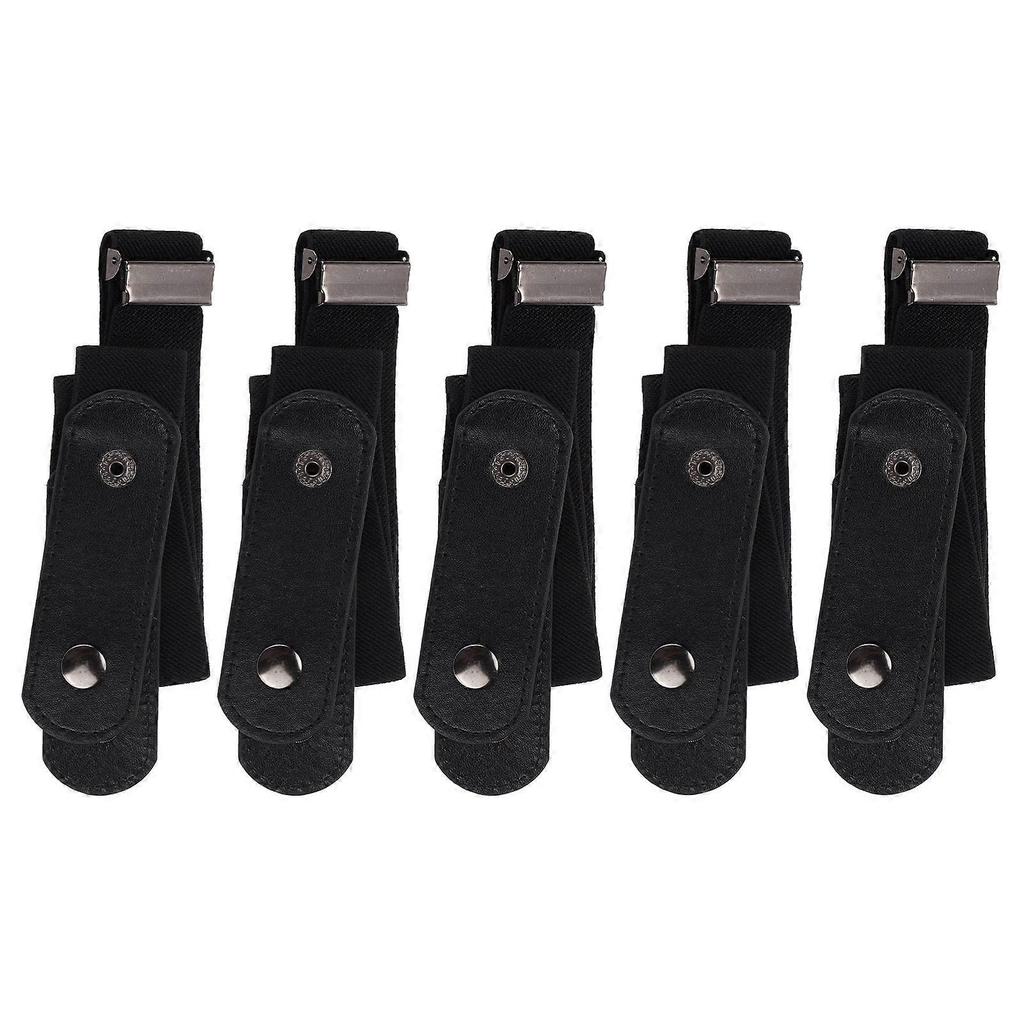 5Pcs Buckle Free Belt PunchFree No Bulge No Hassle Webbing Belt for Pants Accessories(Black )