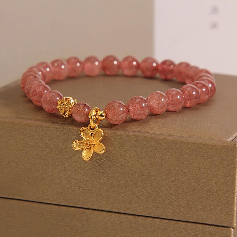 Zakol Cute Romantic Natural Crystal Stone Ball Strand Bracelets For Women Girls Dopamine Crystal Beaded Wristlet Zircon Gifts