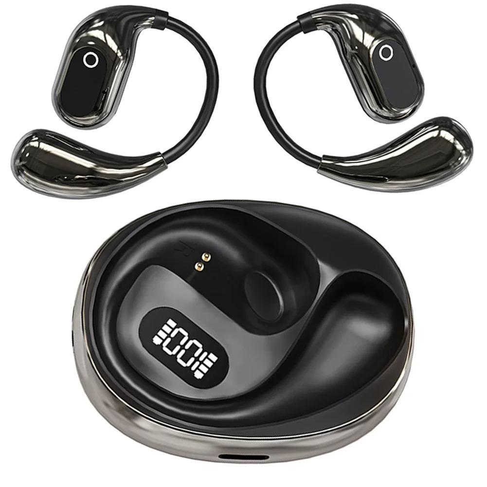 Bluetooth 5.4 Earphones Wireless Ear Hook Headphones Noise Reduction LED Display Headsets HiFi Stereo Earbuds