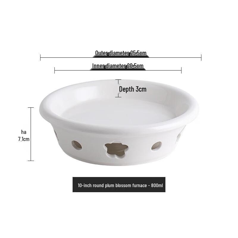 Plum Blossom Ceramic Warming Plate with Alcohol Candle Heater