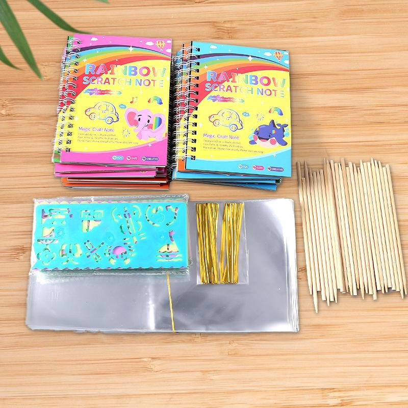 Kids Scratch Art Set - Magic Rainbow Scratch Paper DIY Craft Kit for Boys Girls Ages 4-8, Party Favors Birthday Gift
