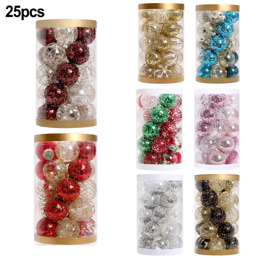 25 PCS Christmas Glitter Ball Ornaments Xmas Tree Pendant Decorations For Holiday Wedding Festival Decor 9 Colors 26.8x16x18cm