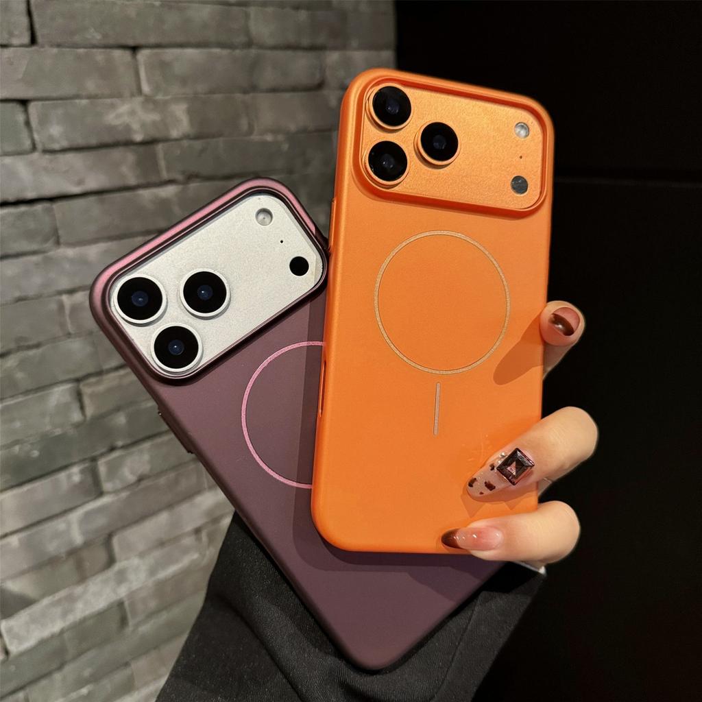 Official Orange Magnetic Frosted Hard Phone Case For iPhone 17 Air 16 15 14 13 12 Pro Max Plus For Magsafe Wireless Charge Cover