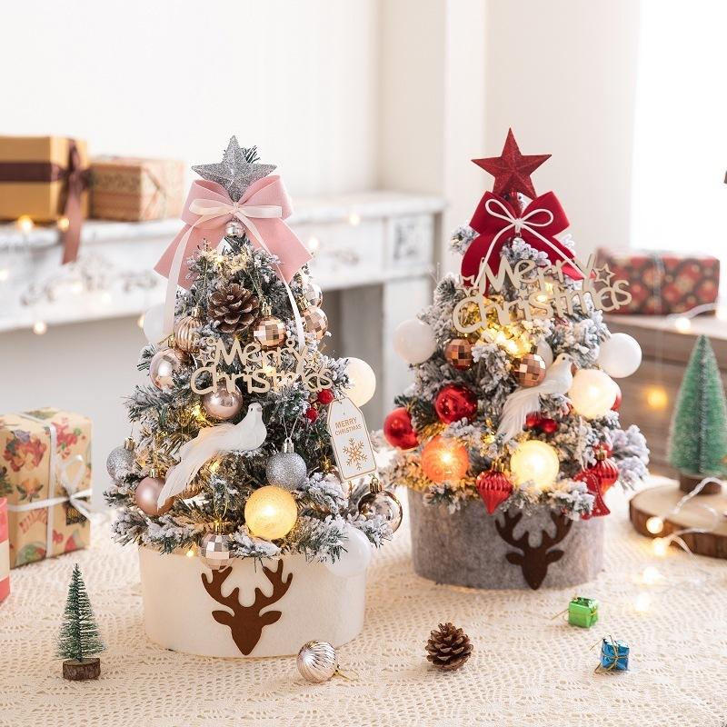 45/60cm Christmas Tree With LED Light Mini Desktop Tree Christmas Decoration New Year Gift Home Christmas Ornaments