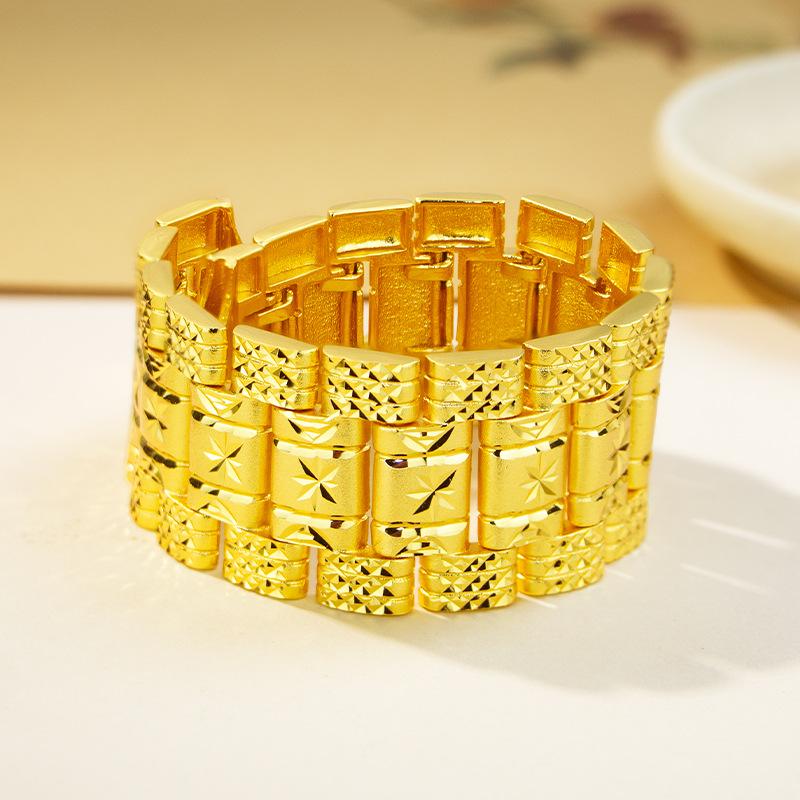New 9999 24K Real Gold Men's Bracelet, Ancient Method Gilt, National Trendy Style Bracelet