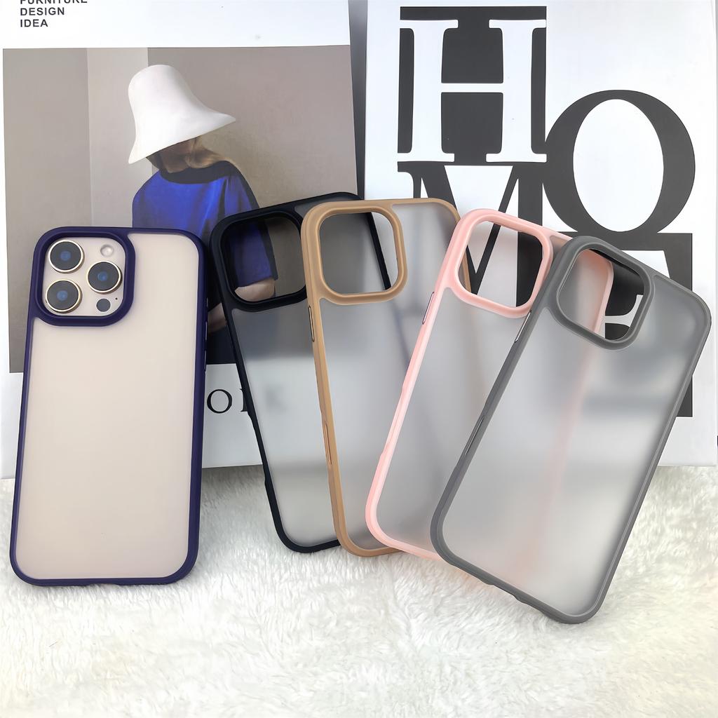 For iPhone 16 Pro Case Curved Frame PC + TPU Phone Cover Anti Drop Protection