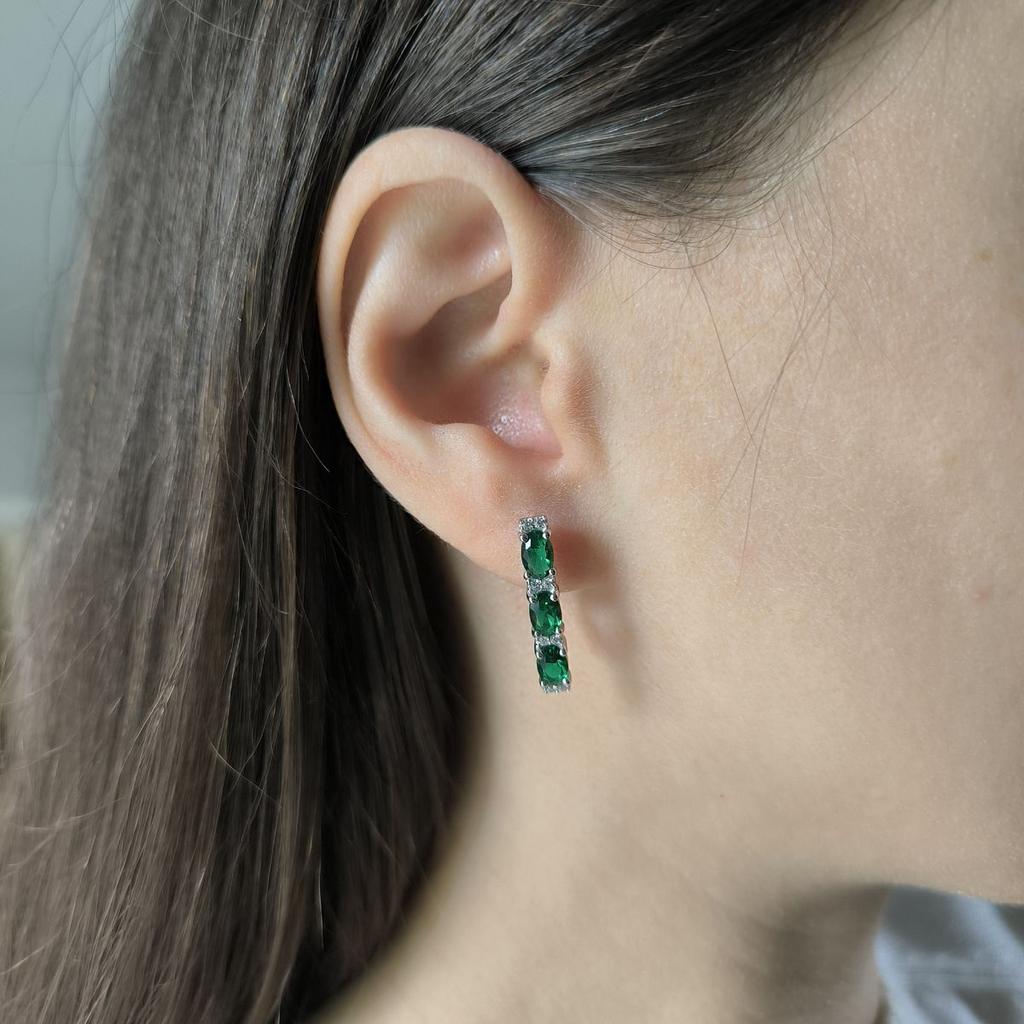 Серебряные серьги с изумрудом nano 2.367ct (2197386)