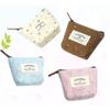 Linen Canvas Women's Makeup Beautiful Floral Flower Key Case Handbag Coin Bag Wallet Zip Purse