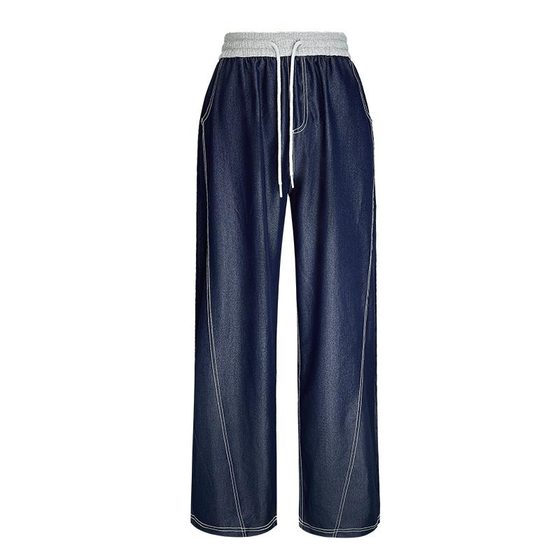 New Summer Casual Sportswear Pants Anti-wrinkle and Slimming Plus-size Women's Denim Straight-leg Pants