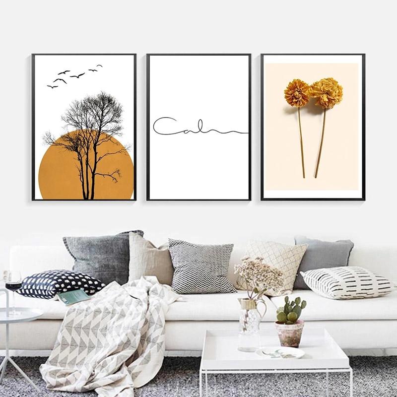 Sun Tree Flower Landscape Calm Quotes Wall Art Canvas Painting Nordic Posters And Prints Wall Pictures For Living Room Decor