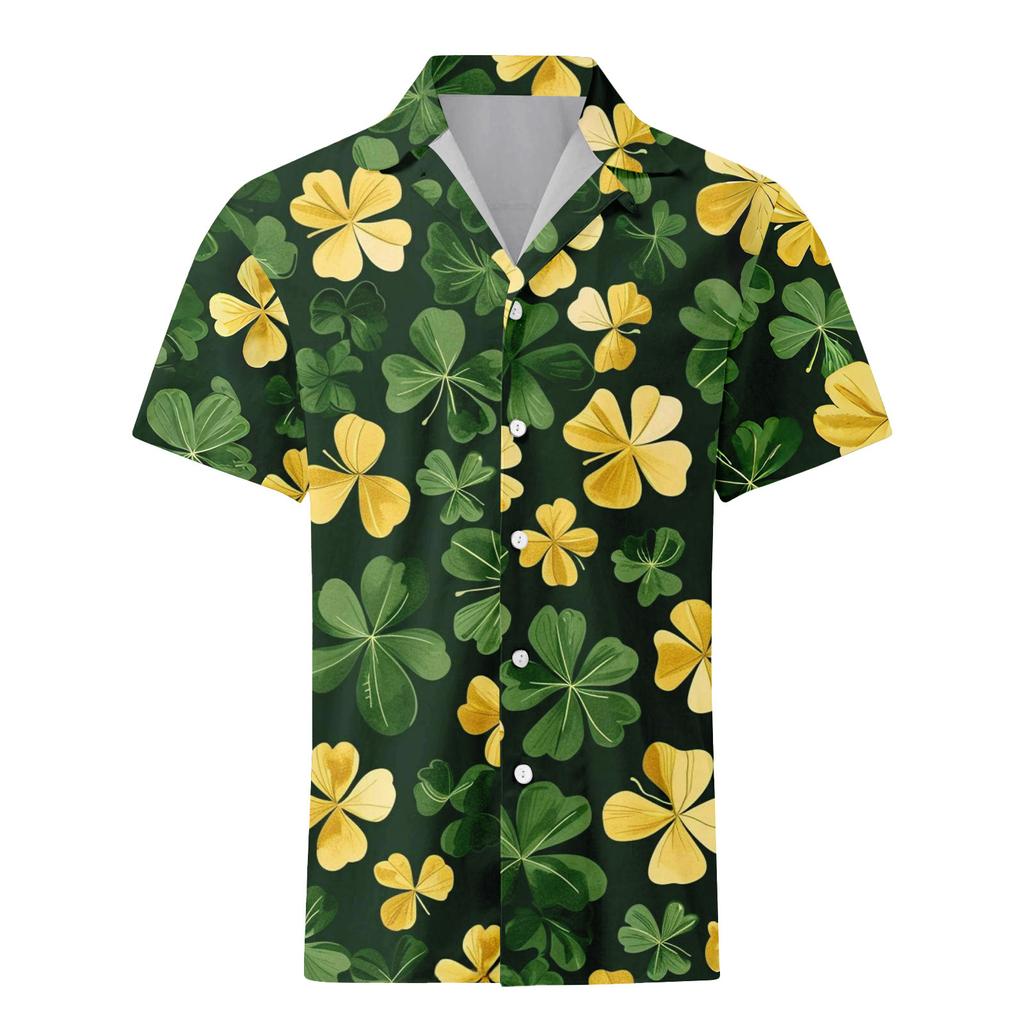 Men's Casual Printed Short Sleeved Single Breasted Lapel Shirt