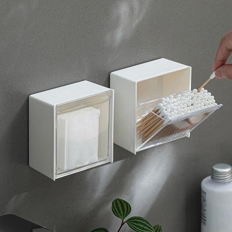 Bathroom Wall-mounted Flip Storage Box, Suitable for Cotton Swabs, Hair Bands, Lipsticks, Small Items Classification Storage Box