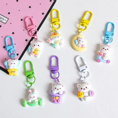 Niedlicher Tier-Mini-Schlüsselanhänger, schöner Kaninchen-Bär, Schlüsselanhänger für Frauen und Mädchen, Tasche, Kopfhörerhülle, hängende Dekoration, Charms, Anhänger, Paar-Geschenk