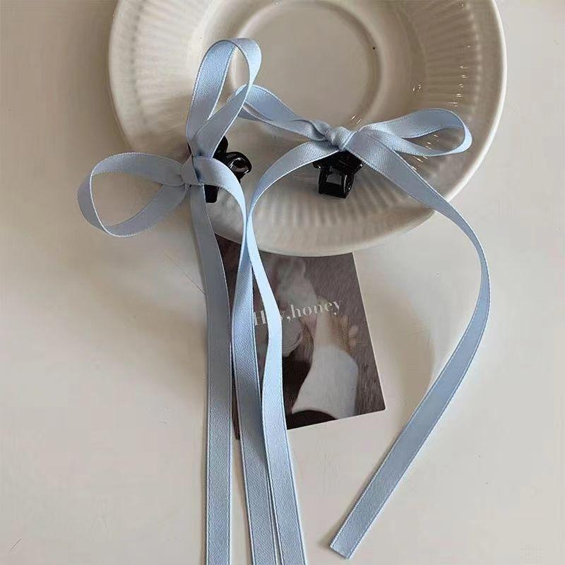 2PC/Set Long Ribbon Bow Hair Clip Fashion Sweet Black Mini Clips Hair Claw Headdress