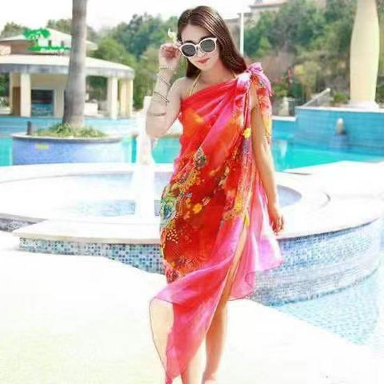 Women's Lightweight Silk Scarf - Spring/Fall Sun Protection, Extra Large Beach Towel & Dance Wrap