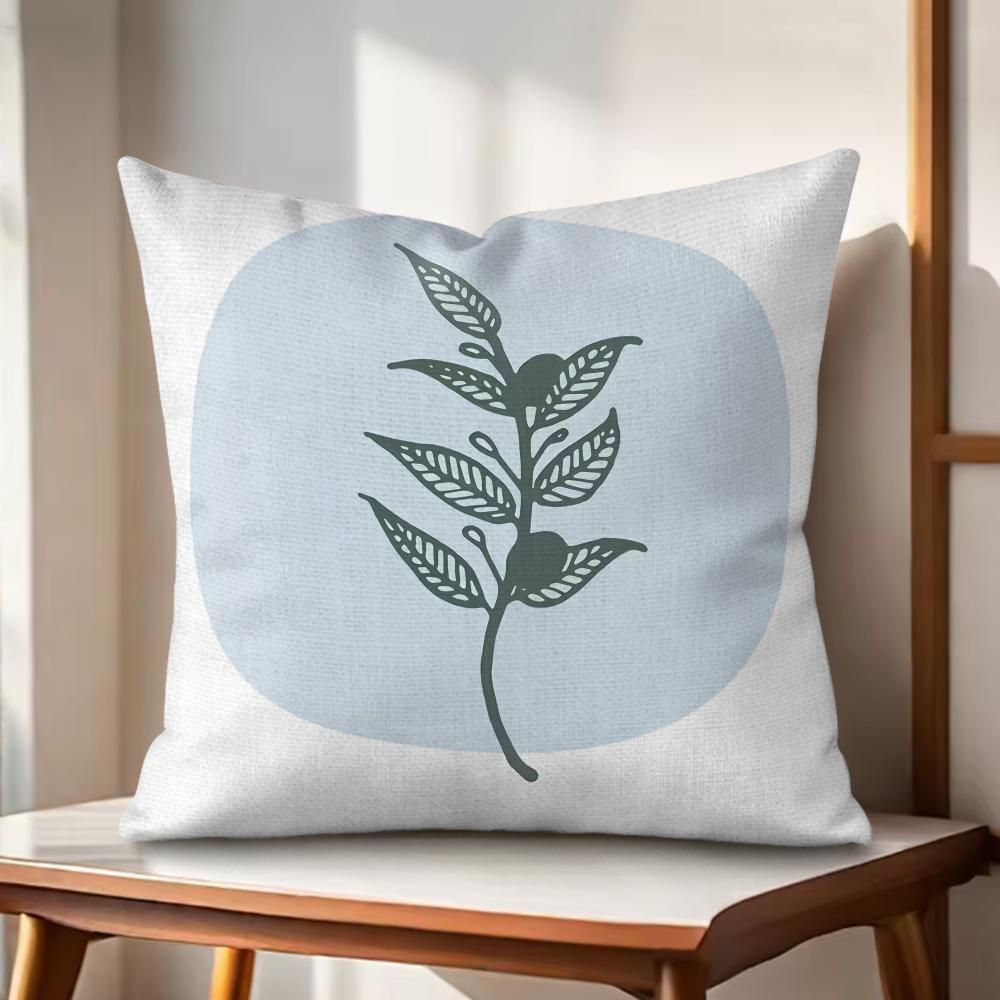 Simple Plant Cushion Cover Natural Linen Organic Fabric DoubleSided Printing Couch Pillow Covers Home Decor