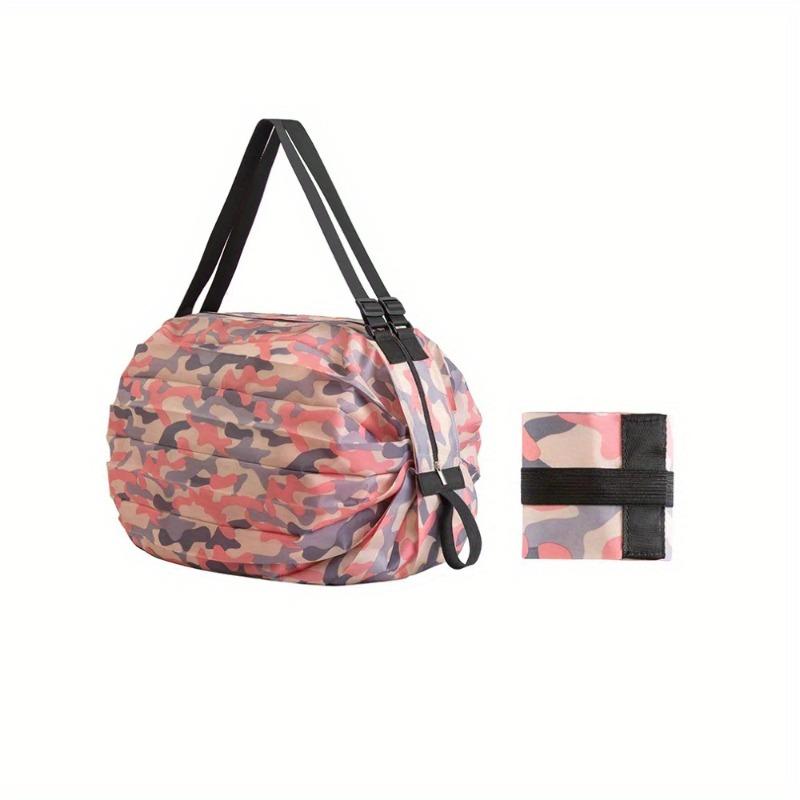 Large-Capacity Waterproof Foldable Shopping Tote Bag Durable Polyester Adjustable Shoulder Straps Circular Design for Travel