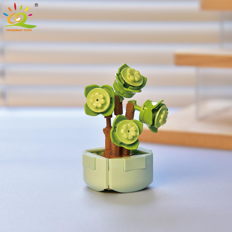 Non-Toxic Moc Flower Succulents Building Blocks Everlasting Flowerpot Bonsai Gardens Romantic Bricks Diy Potted Plants Model Kids