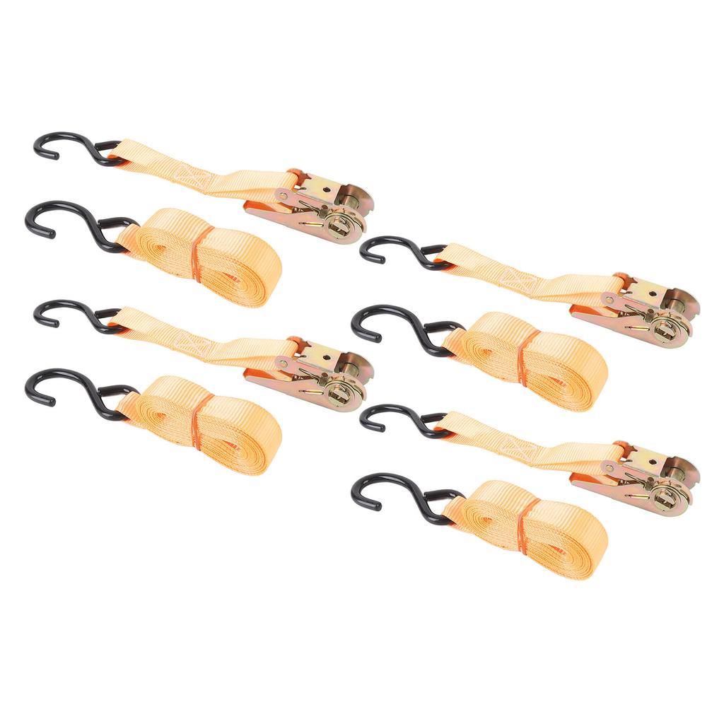4 Sets Ratchet Strap 25mmx6m 300kg Working Load 600kg Break Strength J Hook Heavy Duty Tie Down