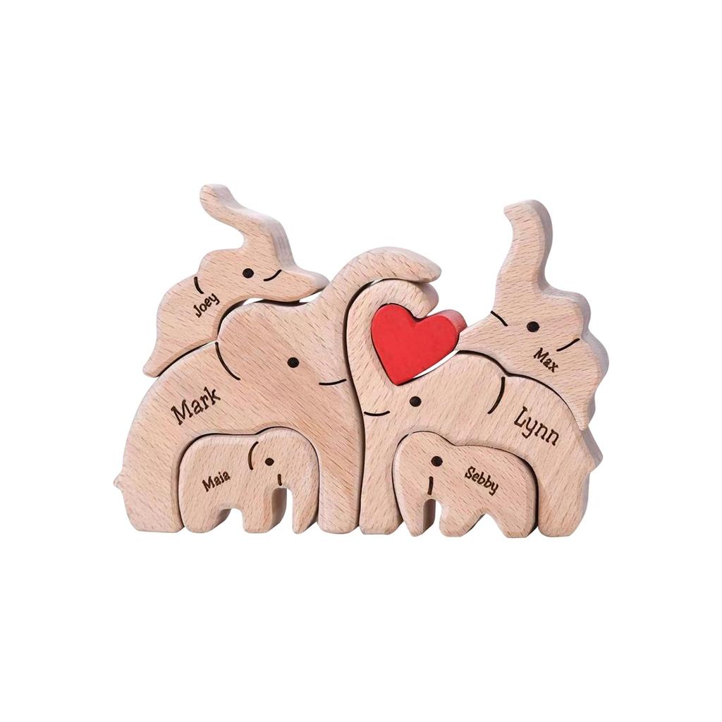 Family Wooden Sculpture Crafts Decoration Wood Carving Living Room Tabletop Ornament