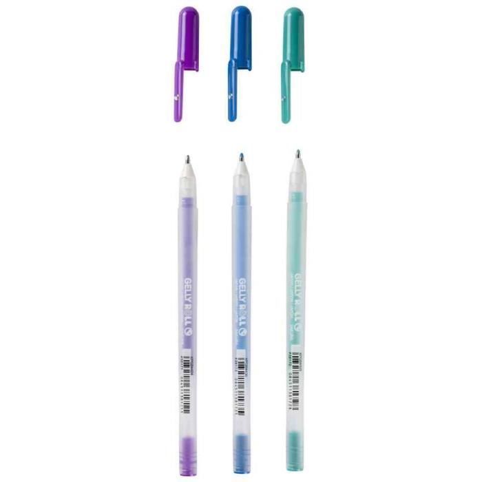 Stylo roller encre gel - SAKURA - Gelly Roll Moonlight Ocean - 0,5 mm - Couleurs fluorescentes - 3 pièces