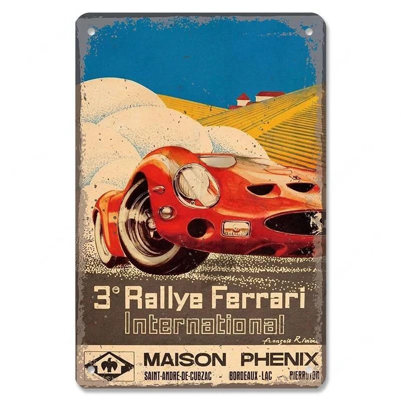 Vintage Metal Tin Signs Racing Car Plaque Decor F1 Racetrack Metal Poster Wall Art for Garage