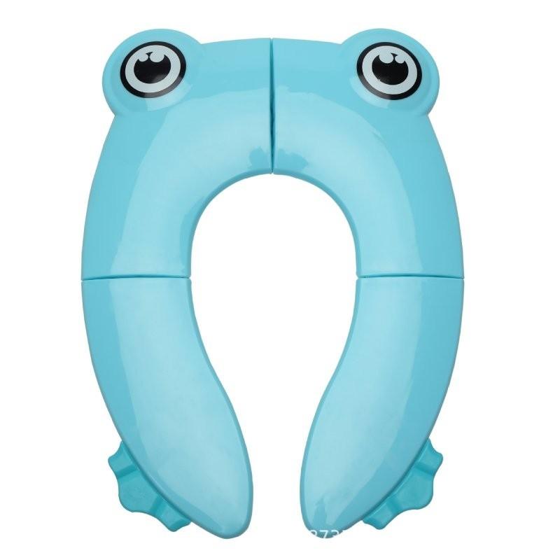 

Customizable Folding Portable Owl Toilet Seat Cushion For Children Available In Green Frog Pink Frog And Blue Frog Blue