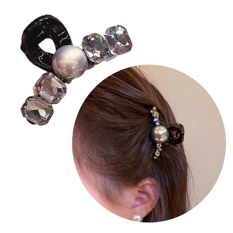 French Styles Rhinestones Imitation Pearls Hair Clip For Women Elegant Secure Grip Glitters Accessory For Half Up Hairstyles