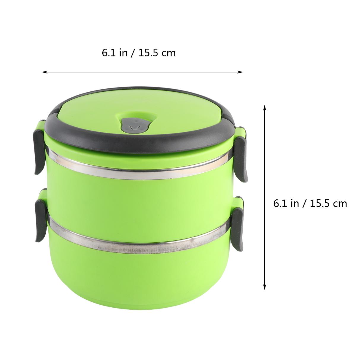 

Stainless Steel Double Layer Lunch Box Thermal Insulated Leak Proof Food Container For Fresh Keeping Orange