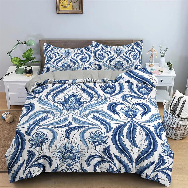 

Comforter Exotic Floral Twin Queen Size Paisley Flower Bedding Set Microfiber Leaves Flowers For Girls Woman Decor Comforter (quilt)-EU Single(135*200cm)3pcs