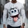 Men's 3D Funny Emotes Face T Shirt Long Sleeve T Shirt 3D Print Smile Crew Neck Shirt Exaggerated Street Spring Fall Clothing