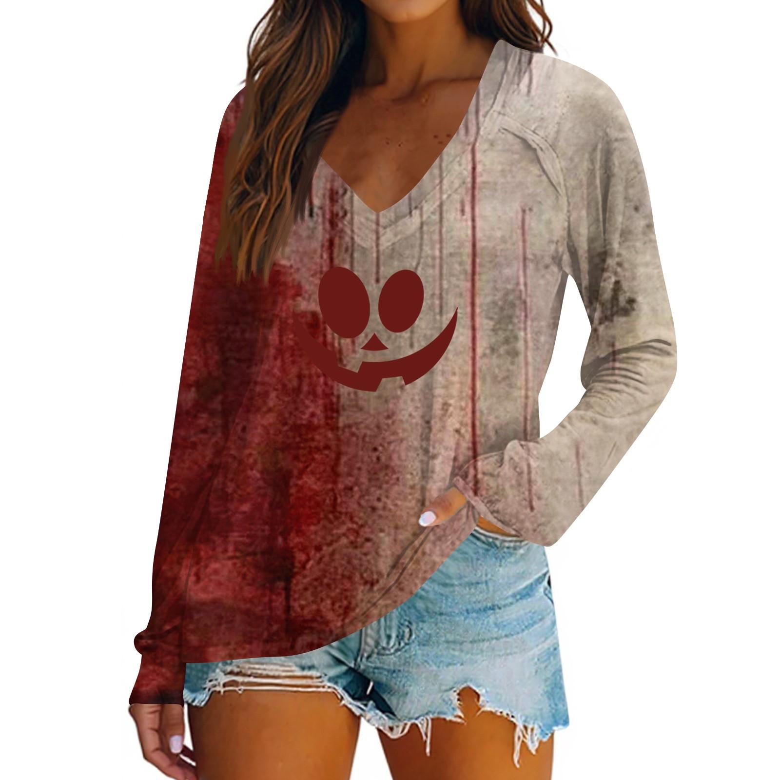 

Women s Casual Fashion Snowflake Printed Vintage Casual Print Long Sleeve V-Neck Pullover Top Blouse XL