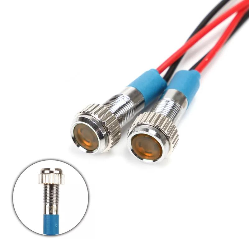 

Universal 2pcs Motorcycle 6mm Ultra Small Yellow LED Brake Running Tail Light Panel Pilot Lamp 12V